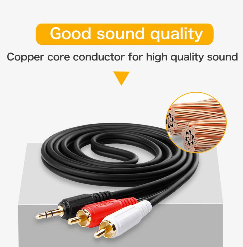 Choseal 3.5mm Audio Cable to 2 RCA Male Aux Cable 6 feet,Gold Plated Speaker Cable Compatible Car MP3 CD Player Mobile Phone PC