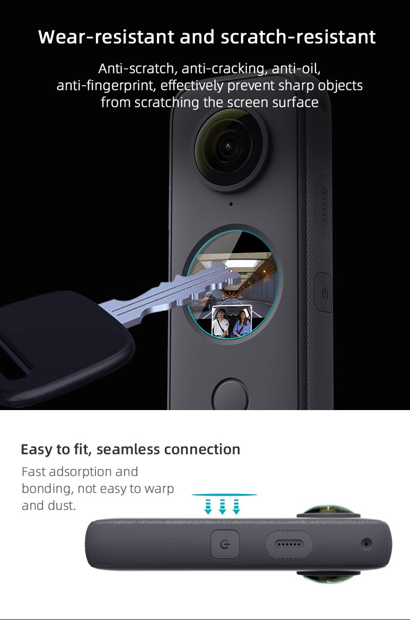 2 Pack For Insta360 ONE X2 Transparent Screen Protector Tempered Glass,9H 2.5D