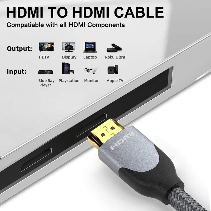 HDMI 2.1 Cable, LamToon 3.3ft 8K Ultra HD HDMI Cable |Support High Speed 48Gbps 8K@60Hz, 4K@120Hz, Dynamic HDR, eARC Compatible with Newest Apple TV,Samsung QLED TV,Xbox Series X,PS5