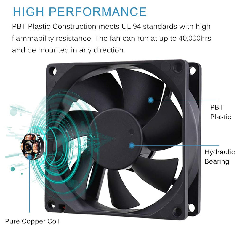 GDSTIME 80mm x 80mm x 25mm 12V Brushless DC Cooling Fan 1 pack 80mm fan