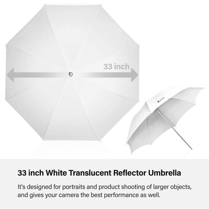 LimoStudio 33" White Transparent Photo Umbrella Studio Reflector, AGG124 2.3 x 2 x 24.3 inches