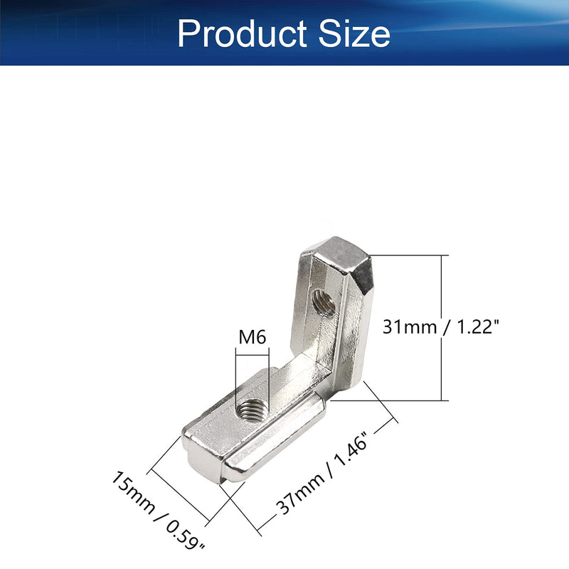 [AUSTRALIA] - Yinpecly Corner Brace T Slot L-Shape Corner Bracket 3030 Series 90 Degree Zinc Alloy Interior Joint Bracket Suitable for 8mm Slot Aluminum Extrusion Profile with Screws Silver Tone 6pcs 6 Pieces 