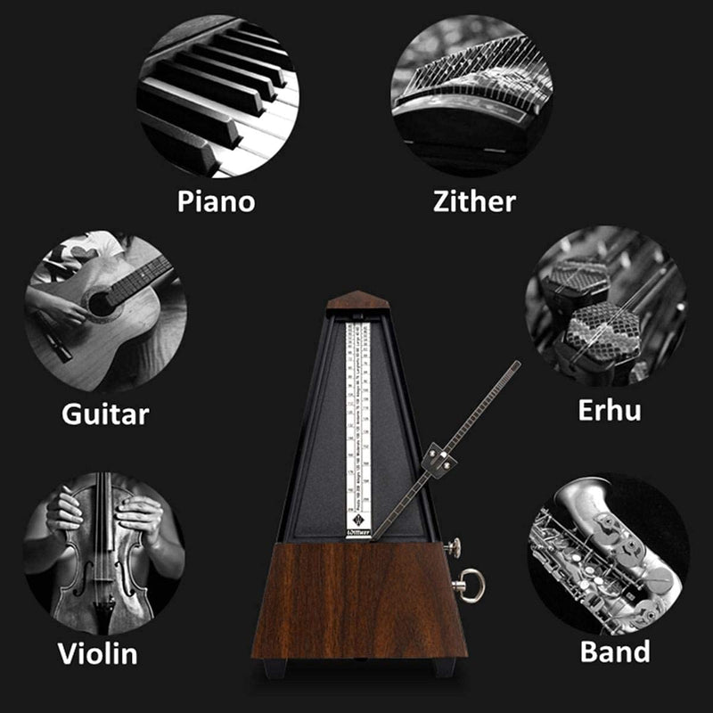 Summer-Spider Antique Mechanical Metronome, Imitation Peach Wood Pattern Appearance Music Timer for Piano Guitar Violin Musical Instrument