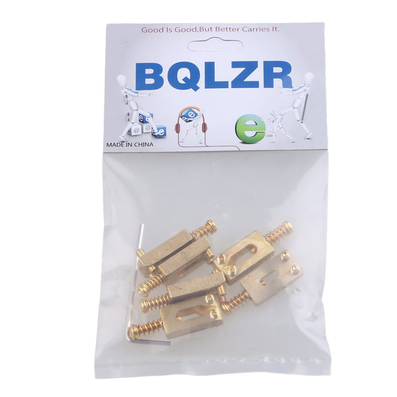 BQLZR 30x10x6mm Brass Gold Color Brass Saddle String Guitar Bridge with Wrench for Electric Guitar Pack of 6