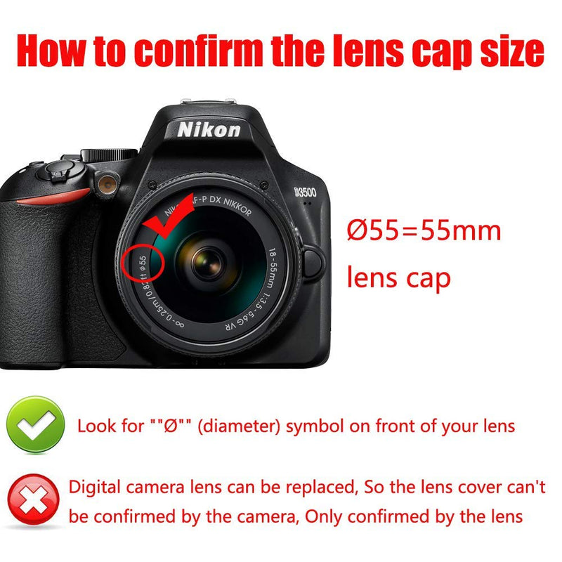 Camera Lens Cap (55mm) Cover Compatible for M50 M100 M10 w/EF-M 11-22mm EF-M 18-150mm Lens (3 Pack)