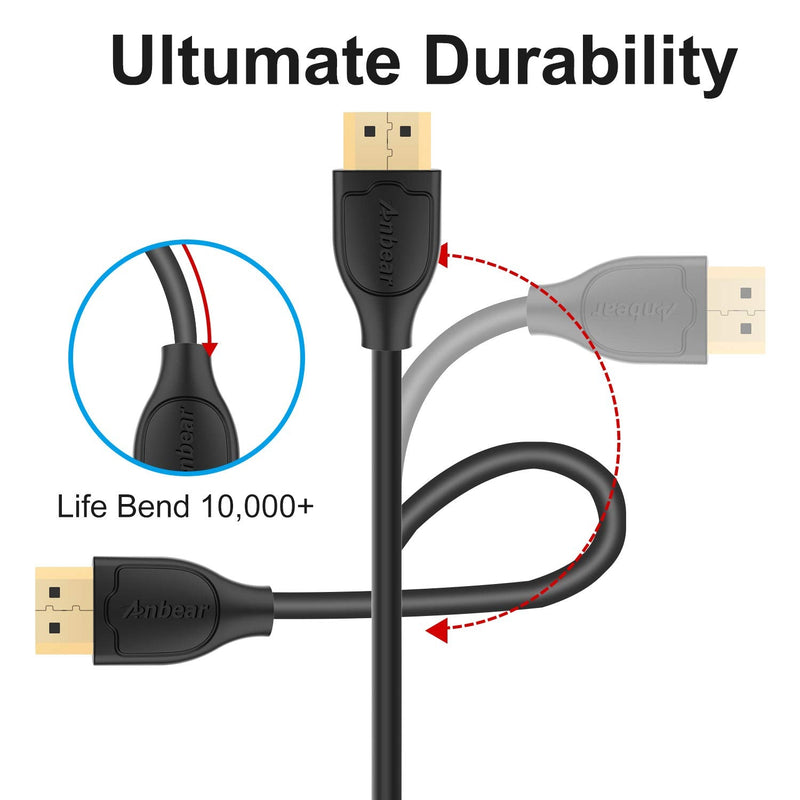 Micro HDMI to HDMI Cable 6FT,Anbear HDMI to Micro HDMI 6 Feet Support 3D 4K@60Hz Ultra HD(HDMI to Micro HDMI Cable)