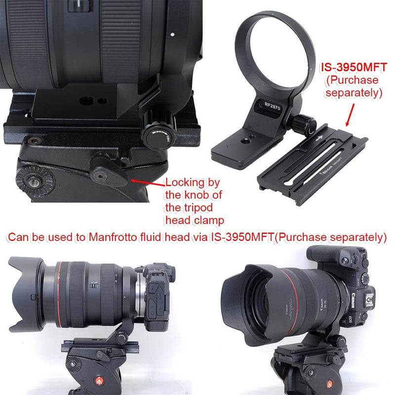 iShoot Metal Tripod Mount Ring Lens Collar Compatible with Canon RF 28-70mm f/2L USM, Lens Support Holder Bracket Bottom is Arca-Swiss Fit Quick Release Plate Suitable for ARCA Fit Tripod Head Clamp