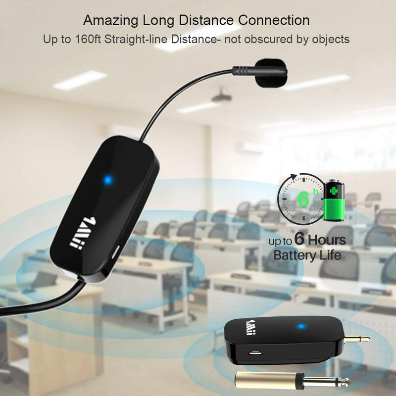 [AUSTRALIA] - 1Mii Long Range Wireless Microphone, Wireless Headset Mic System,160ft Range, 2.4G Wireless Microphone 2 in 1，Fitness Microphone Headset for Speakers, Voice Amplifier, PA Speakers 