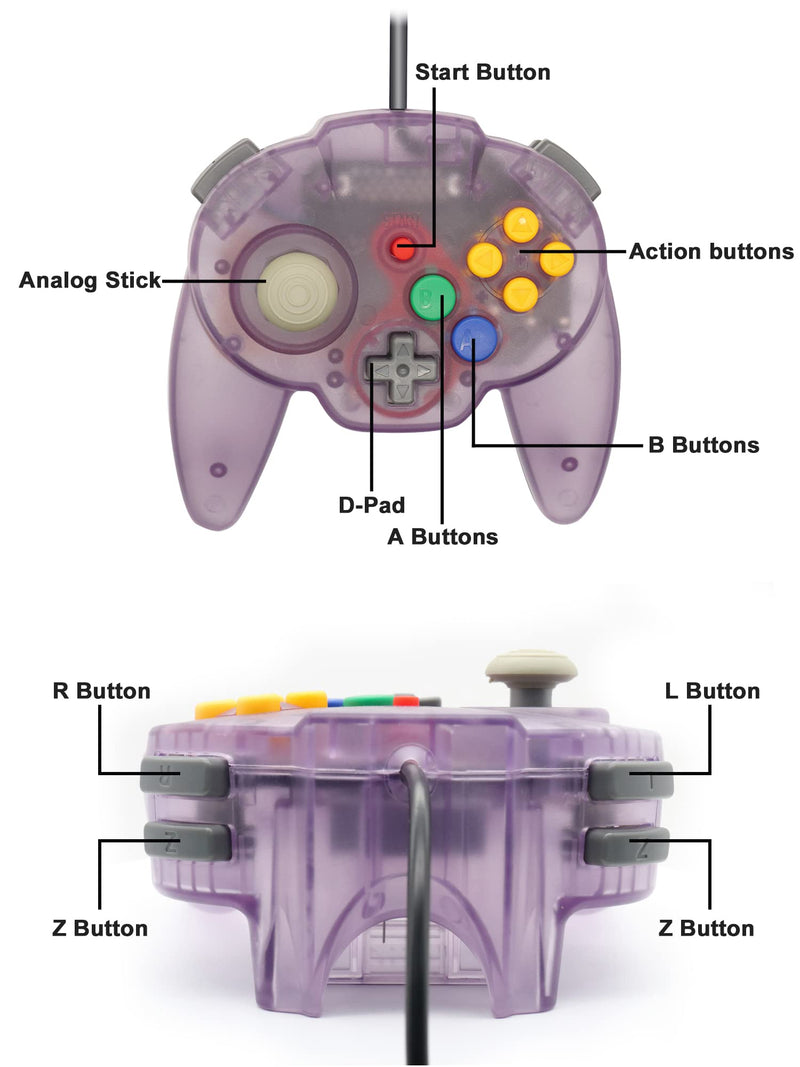 [AUSTRALIA] - Intec Gaming Warrior 64 Wired Controller for Original Nintendo 64 N64 Console (Purple) Purple 
