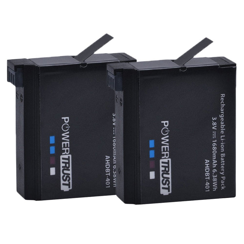 PowerTrust 2 Pack AHDBT-401 Battery and LCD Dual USB Charger for Gopro Hero 4 Batteries Go Pro Hero4 AHDBT 401 Action Camera Accessorie
