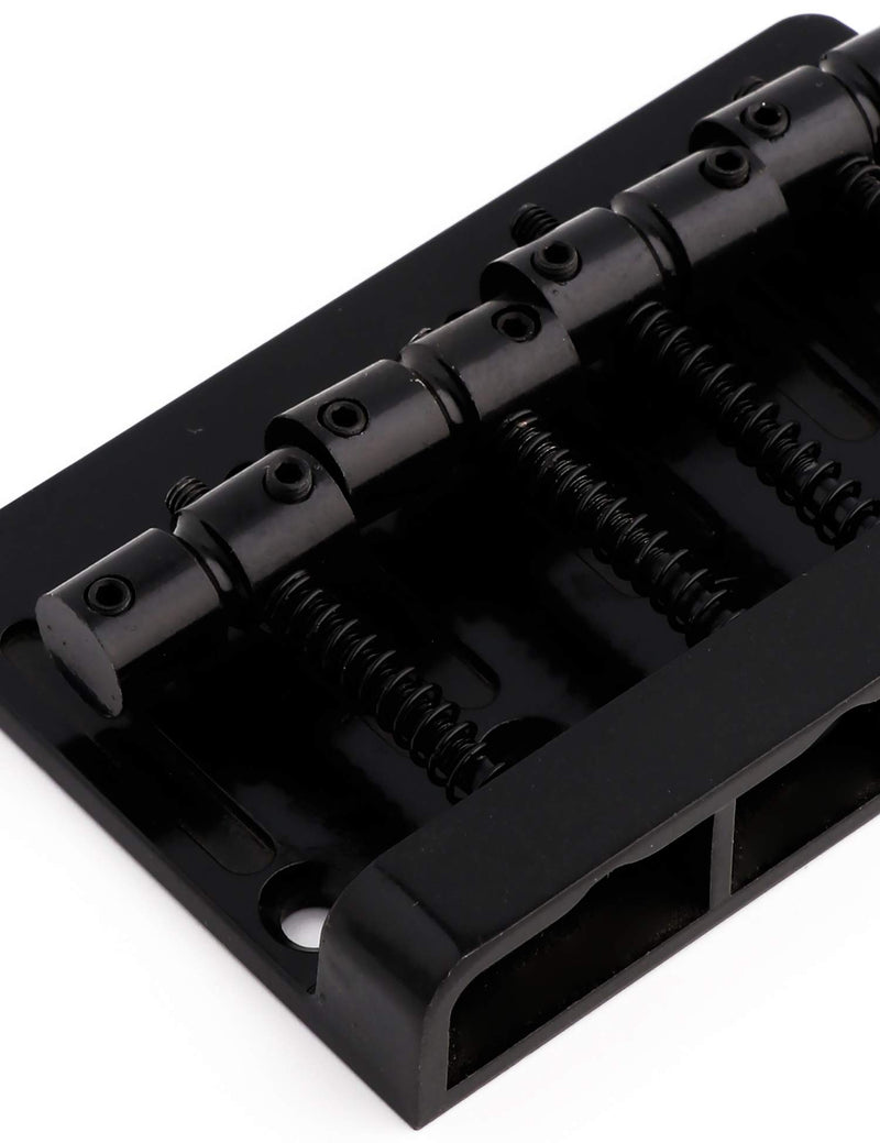 Metallor 4 String Fixed Saddle Bass Bridge Tailpiece for Electric Bass Guitar Jazz Bass or Precision Bass. (Black) Black