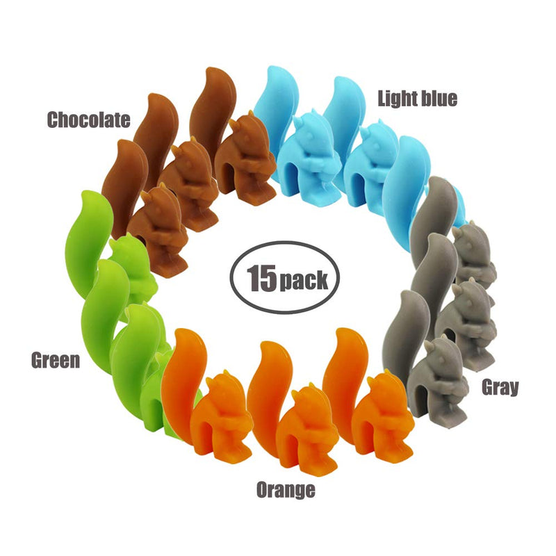 Tea Bag Holder 15 Pcs Cut Squirrel Shape Silicone Tea Bag Holder Drink Marks