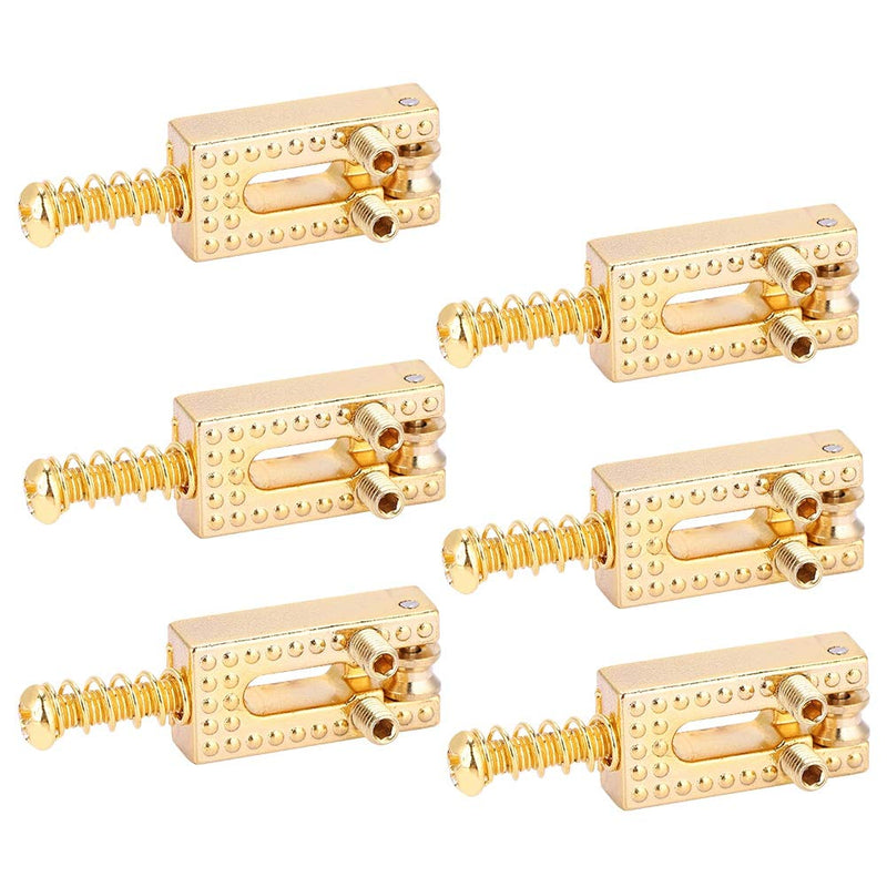 Alomejor Guitar Saddle Bridge Set 6PCS Metal Roller Bridge Repair Parts for Tele 6 String Guitar Replacement Use Gold