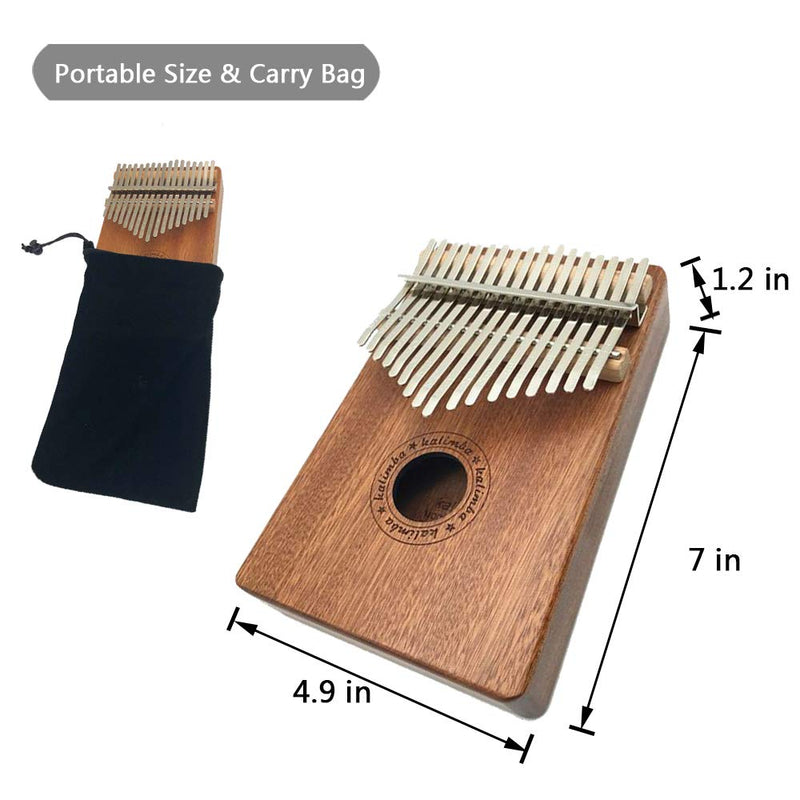 Deoukana Kalimba 17 Keys Thumb Piano with Study Instruction Tune Hammer, Portable Solid Sapele Wood Finger Piano, Perfect Gift for Kids Adult Beginners Professional