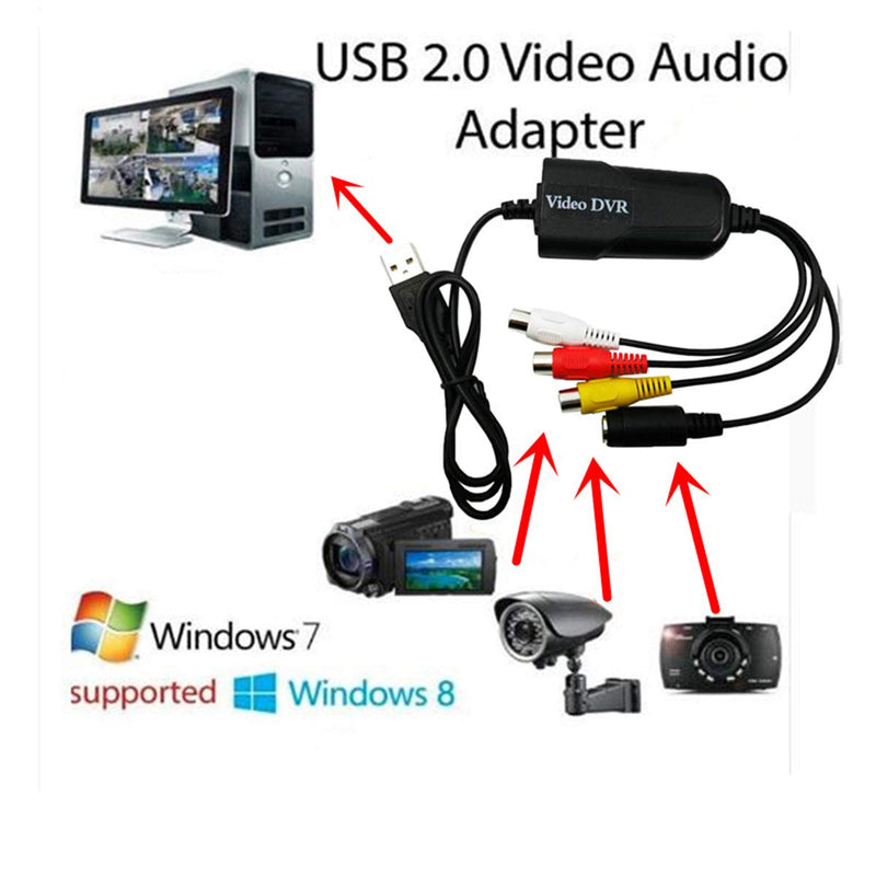 HDSUNWSTD Portable USB 2.0 AV/RCA Composite and S-Video Audio Video Capture Card Adapter VHS DVD