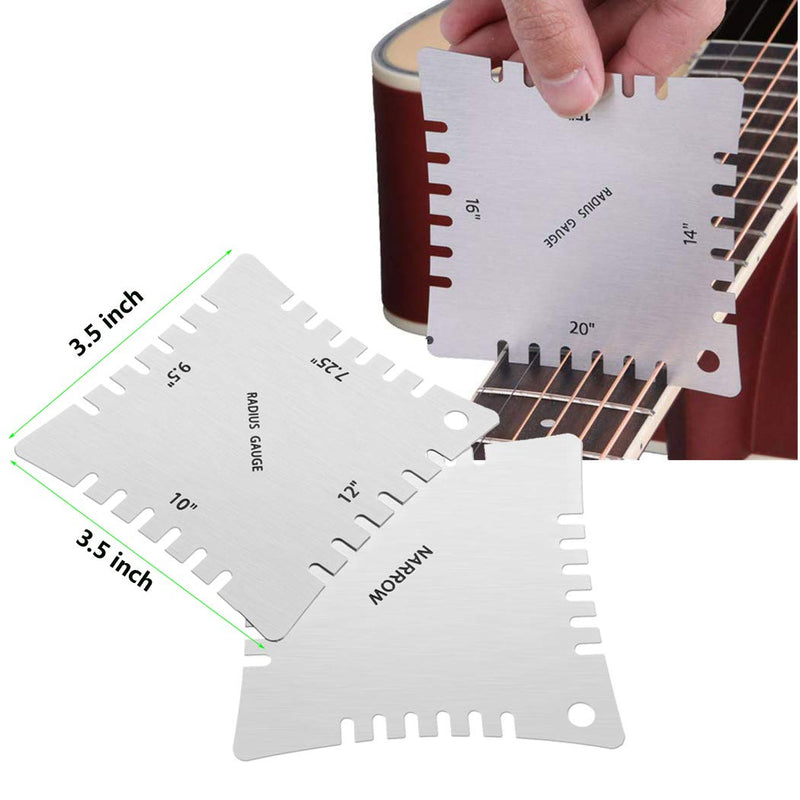 Hidear Guitar Luthier Tools Kit Including Guitar Radius Gauge String Action Ruler Gauge Blades Feeler Gauge Guitar Notched Radius Gauges for Guitar and Bass Setup