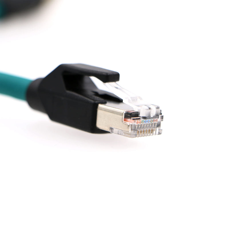 M12-RJ45-XCode-Ethernet-Shielded-Industrial M12 8 Pin X-Code Male to RJ45 Cat6a Ethernet Shielded Cable for Cognex Industrial Camera 3.3Ft|1M