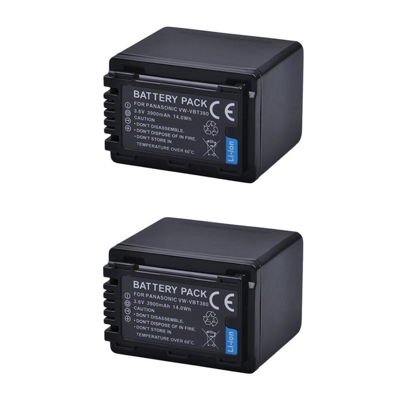 Batmax 2Packs VW-VBT380 VW-VBT190 Battery (3900mAh) + Dual USB Charger for Panasonic HC-V210, HC-V250, HC-V380, HC-V510, HC-V520, HC-V550, HC-V710, HC-V720, HC-V750, HC-V770, HC-VX870, HC-VX981