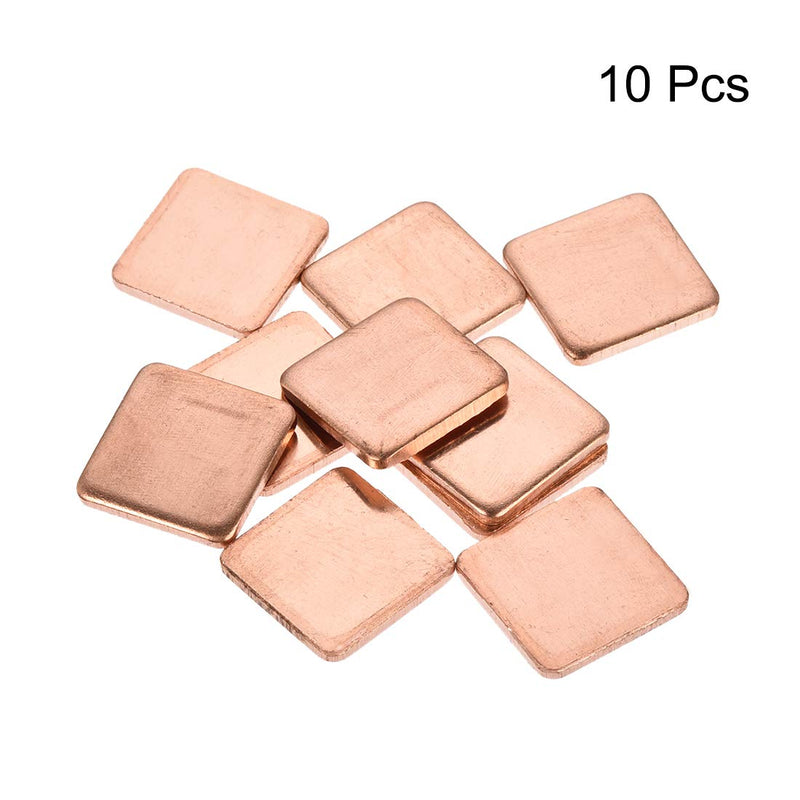 uxcell Flat IC Chipset Thermal Copper Heatsink for CPU GPU 15 x 15 x 1.8mm 10pcs 15x15x1.8mm