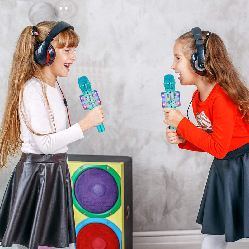 [AUSTRALIA] - Amazmic Kids Karaoke Microphone Machine Toy Bluetooth Microphone Portable Wireless Karaoke Machine Handheld with LED Lights, Gift for Children Adults Birthday Party, Home KTV(Blue) Blue 