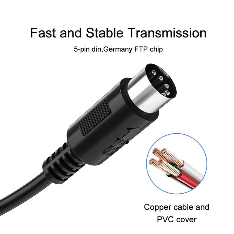 MIDI Cable 5 Pin DIN Male to Male for MIDI Controller 2M, Ancable Midi Cable Compatible with Synthesizer, Piano Keyboard, Sequencer, Electronic Drums, Effect Processor, Sampler, Multi-Effect Pedal 1 Pack