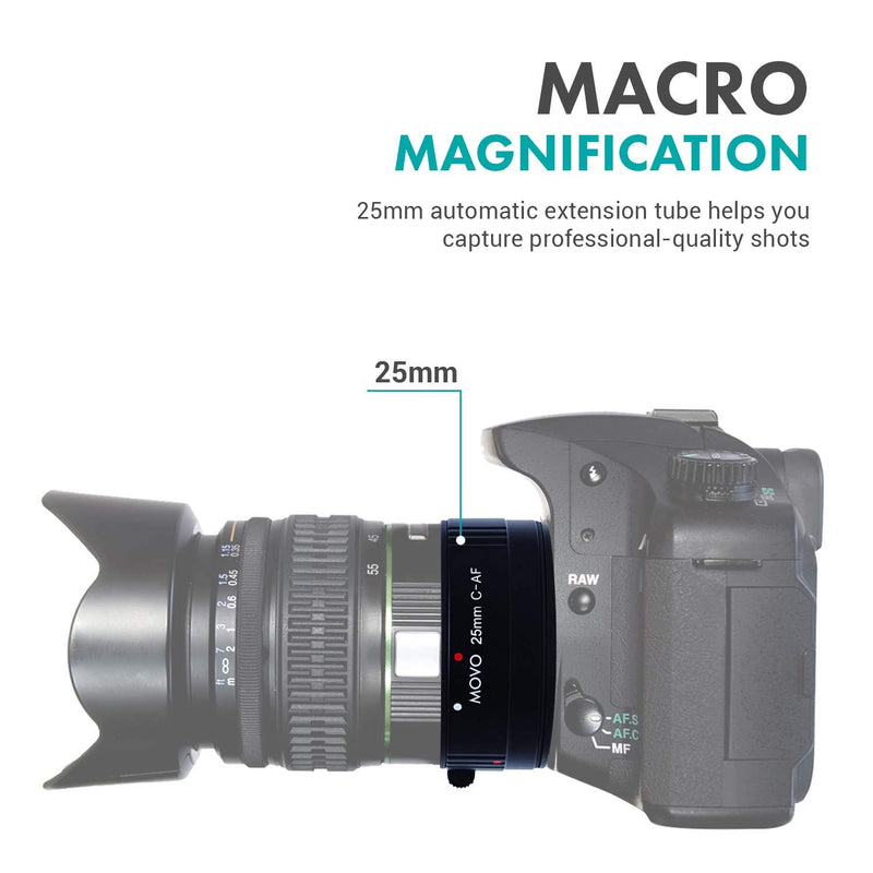 Movo Photo AF 25mm Macro Extension Tube for Canon EOS DSLR Camera (Economy Mount)