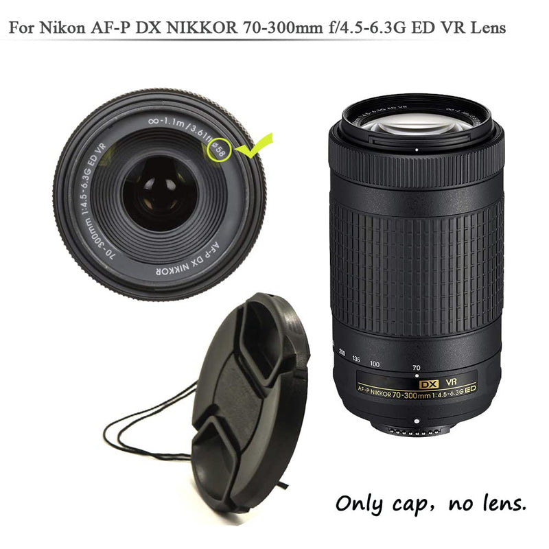[2Packs]58mm Snap-On Lens Cap for Canon EOS 2000D（Rebel T7）w/ EF-S 18-55mm f/3.5-5.6，EF-S 55-250mm f/4-5.6 Lens，for Nikon AF-P DX NIKKOR 70-300mm f/4.5-6.3G and Other 58mm Lens