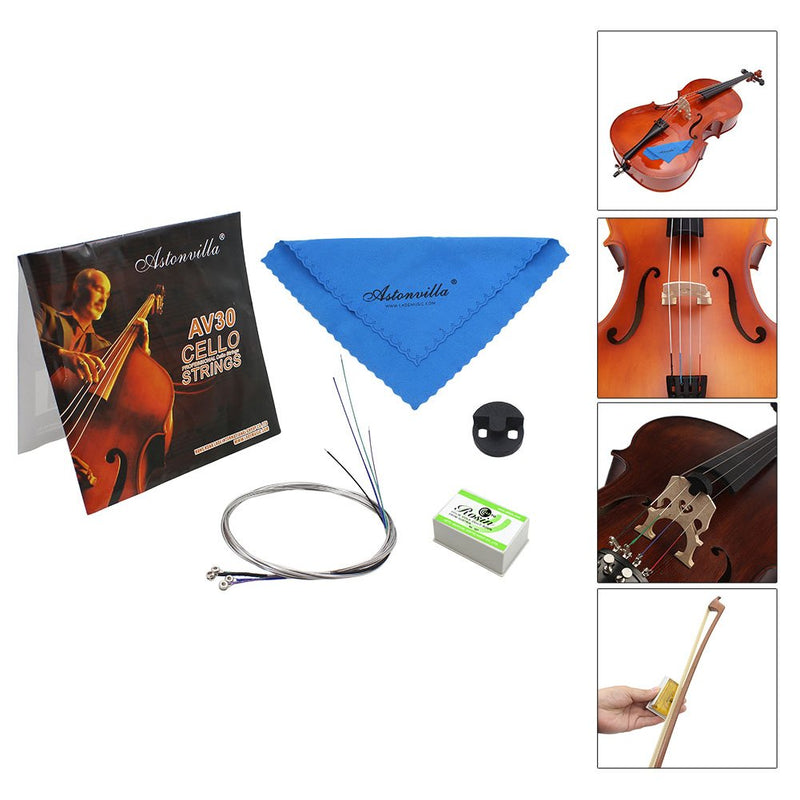 Mute Cleaning Instrument Kits, Cello Strings Cello Practice Mute Cleaning Cloth Rosin Instrument Accessory