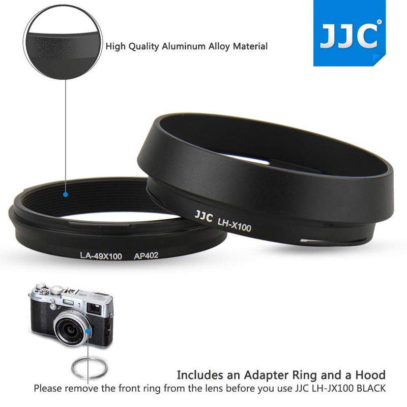 [AUSTRALIA] - JJC Metal Lens Hood Shade Protector with 49mm Filter Adapter Ring for Fujifilm Fuji X100V X100F X100T X100S X100 X70 Replaces Fujifilm LH-X100 Lens Hood & AR-X100 Filter Adapter Ring/Black 