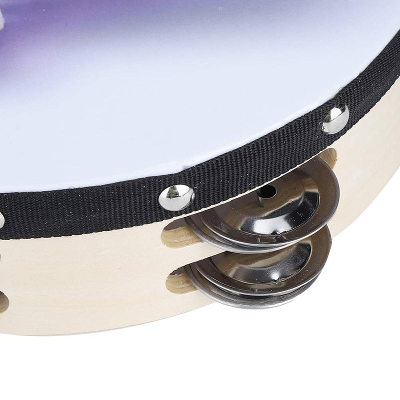 Fdit Double Row Tambourine Drum Bell Birch Metal Jingles Handheld Percussion for Church Party Kids Games(2#) 2#