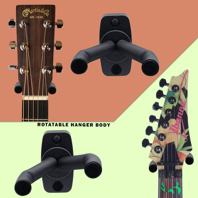 Guitar Wall Mount Hanger 6 Pack Guitar hook Holder Stand Black for Acoustic Electric Bass Guitars Ukulele and More Instruments