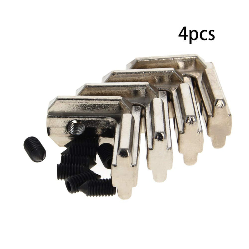 MroMax Internal Joint Bracket 1.5" x 1.22" (L x H), Internal Angle Connector 40 Series for Aluminum Extrusion Profiles, Silver 4 PCS (with Set Screw)