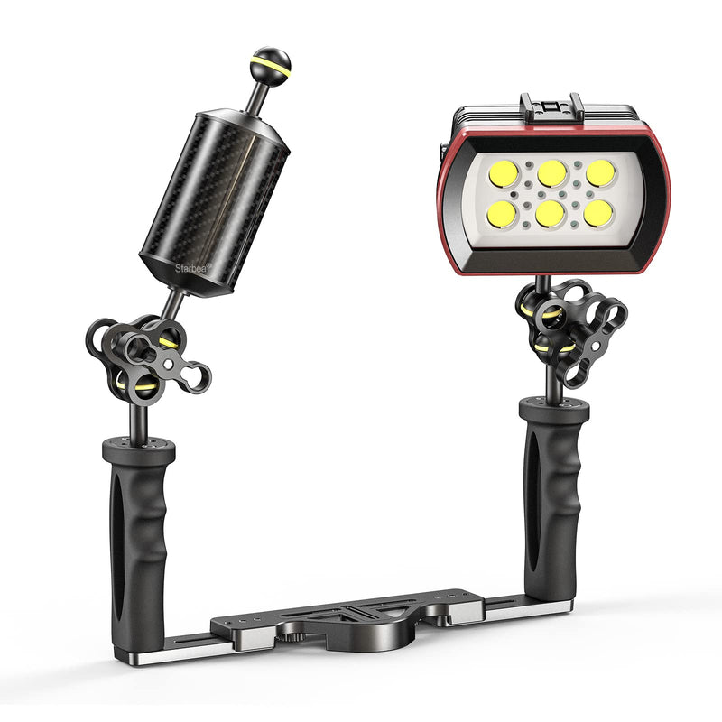 [AUSTRALIA] - Seafrogs Underwater Float Arm 1PCS Carbon Fiber Floating Dual Ball Diving Buoyancy Arm for Underwater Diving Tray Video Light/Strobe (D60mm, 7'', Buoyancy provided 240g) YR-GA-5 