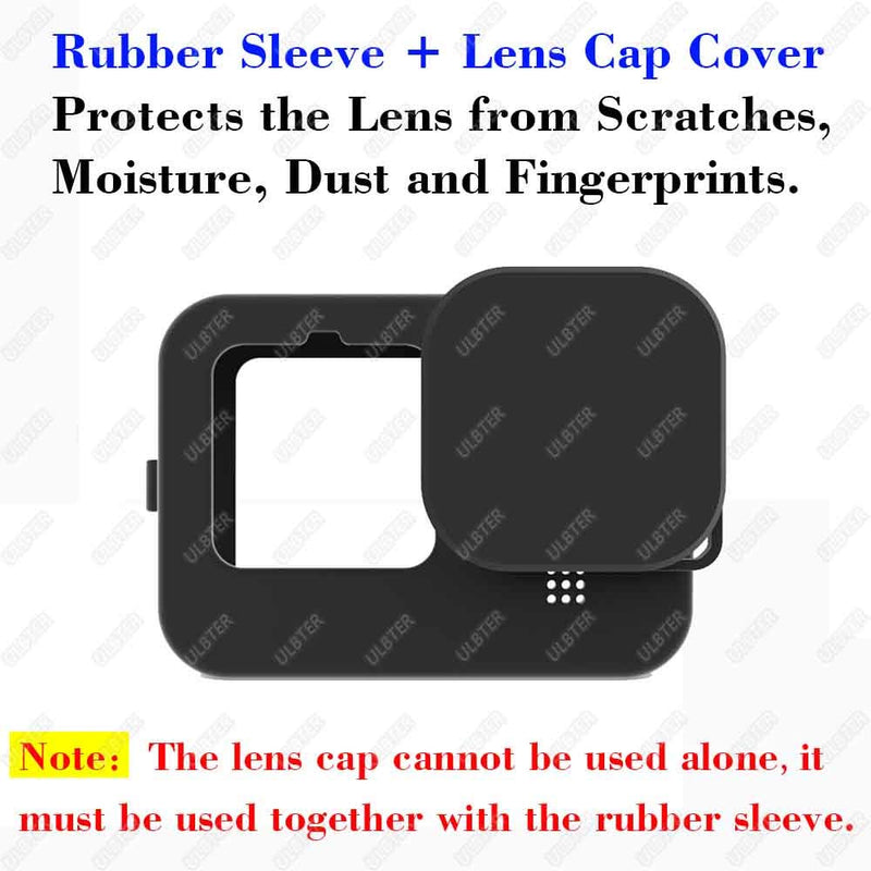 GoPro HERO9 Black Rubber Sleeve + Neck Lanyard + Lens Cap Cover + Lens Cap Keeper Silicone Protective Case for GoPro Hero 9 Black Action Camera Accessory