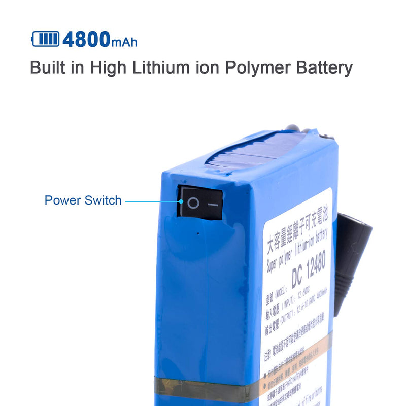 ABENIC DC12V Rechargeable 4800mAh Protable Lithium ion Battery Backup DC12480 for Wireless Cameras Camcorders,MP3 Players, Electronic Organ and More（Blue
