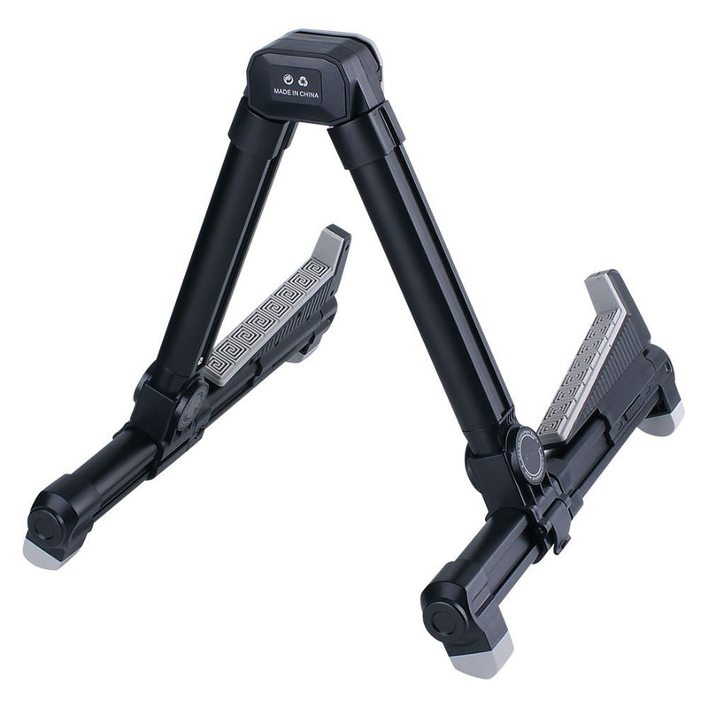 Alumium Alloy A Frame Universal Folding Acoustic Guitar Stand, Suitable for Electric Guitars, Bass Guitars (Black) Black