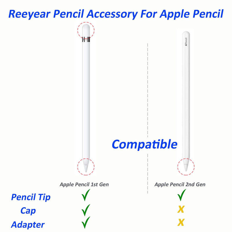 Replacement Apple Pencil Accessories Combo for Apple Pencil Tips + Ipencil Magnetic Replacement Caps + Charging Adpater for Apple Pencil Compatible for Apple Pencil 1st Gen & 2nd Gen
