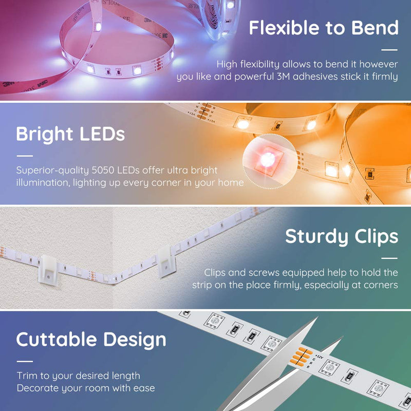 [AUSTRALIA] - Govee RGB LED Strip Lights, Works with Alexa, Google Assistant, App Control for Room, 16.4 Feet 