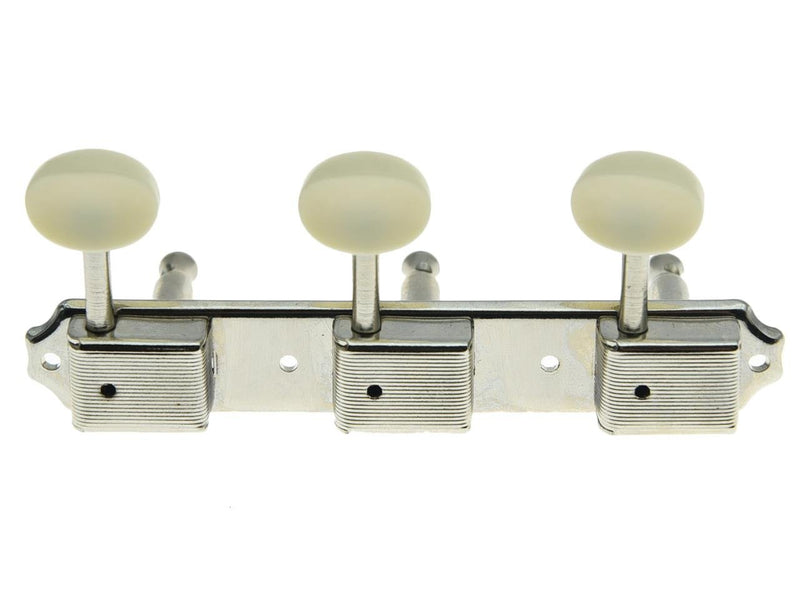 [AUSTRALIA] - Dopro Nickel w/Aged White 3 per side 3x3 on a Plate Vintage Guitar Tuning Keys for Epiphone LP JR Nickel with Aged White Button 