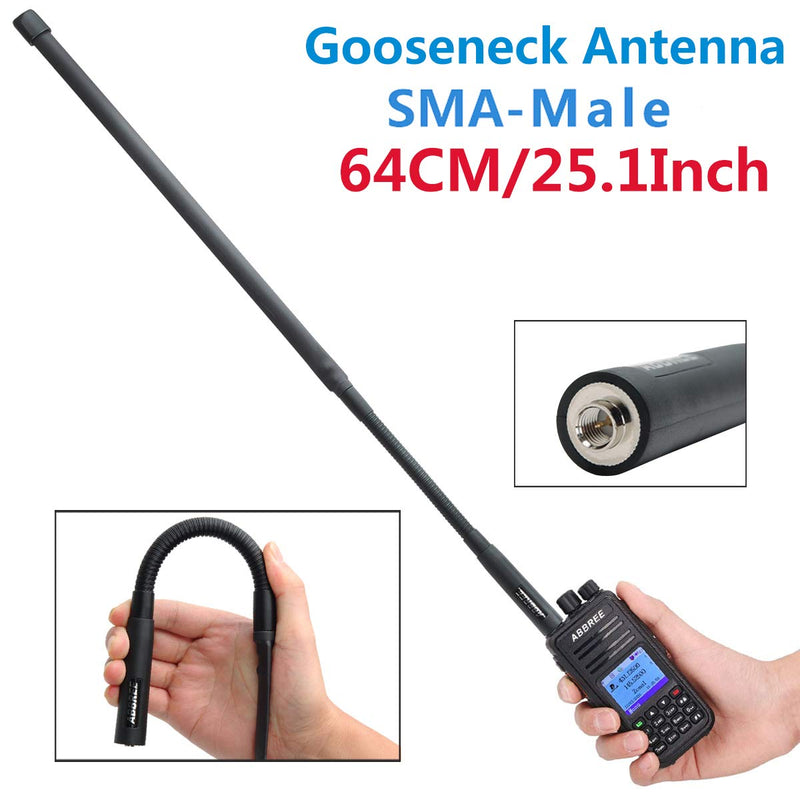 ABBREE AR-152G Gooseneck SMA-Male Dual Band VHF UHF 144/430Mhz 25.1-inch Foldable CS Tactical Antenna for TYT Wouxun Two Way Radio
