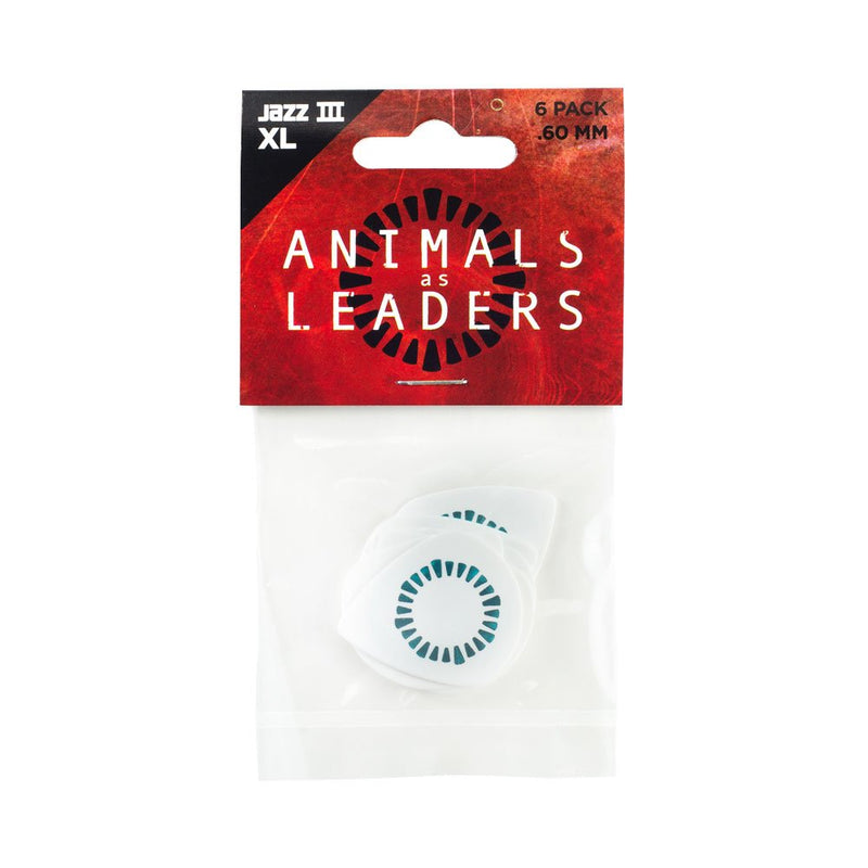 Dunlop AALP03 Animals As Leaders Tosin Abasi Tortex Jazz III XL, .60mm, White, 6/Player's Pack