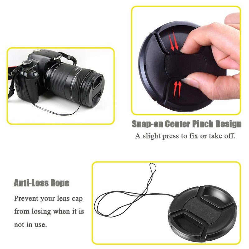 Z50 46mm Snap-on Lens Cap for Nikkor Z DX 16-50mm f/3.5-6.3 VR Lens for Nikon Z50 Camera, Fire Rock Center Pinch 46MM Lens Cap-2 Packs