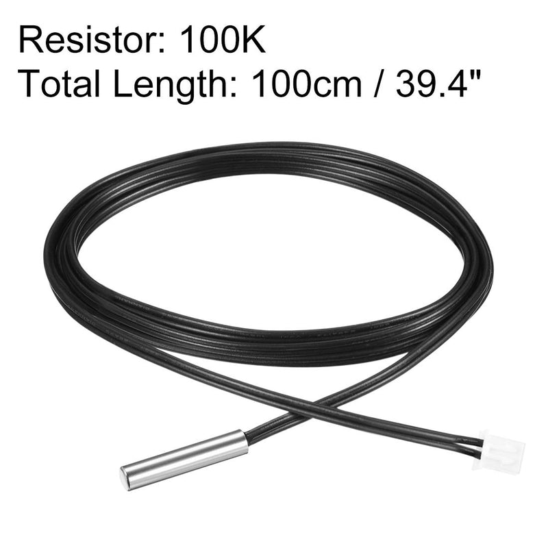 uxcell 100K NTC Thermistor Probe 39.4 Inch Stainless Steel Sensitive Temperature Temp Sensor for Air Conditioner