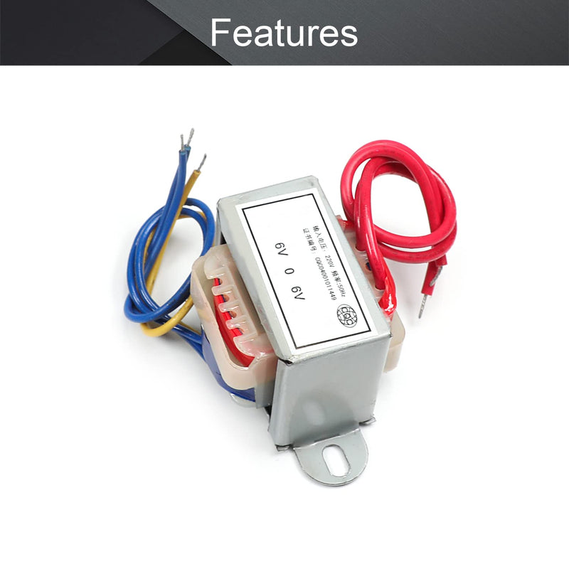 Fielect Power Transformer Double Phase Input AC 220V 50Hz to Output AC 6V 5W Control Transformer for Lighting Power Supplies, Audio Equipment etc. Various Small Power Supplies 1Psc EI41 6V 5W Double Phase