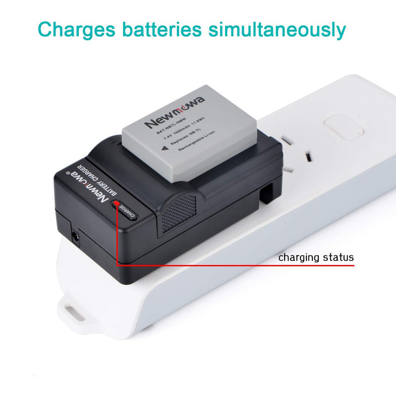 Newmowa NB-7L Replacement Battery (2-Pack) and Charger Kit for Canon Powershot SX30 is, G12, G11, G10, CB-2LZ