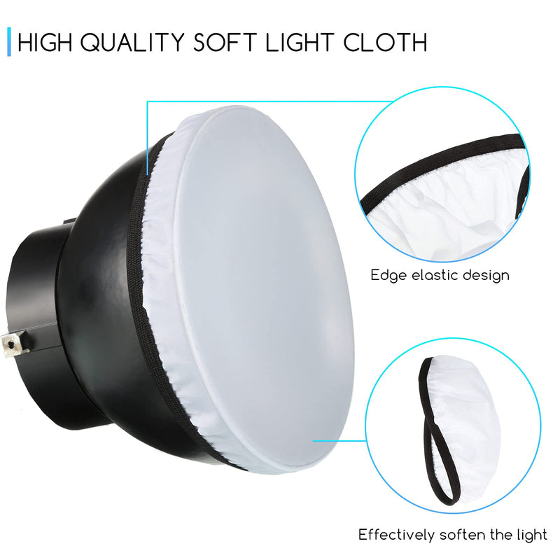 4 Pieces Diffuser Lamp Sock Soft Diffuser Lamp Cover 7 Inches/ 18 cm Standard Cloth Diffuser Light Sock Lampshade Reflector Lamp Sock for Strobe Flash Light Speedlite (White) White