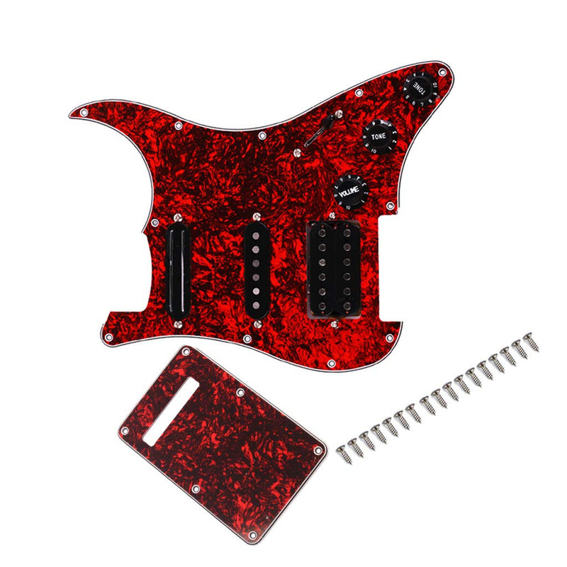 Alnicov Surfing Loaded Prewired Pickguard Guard Plate With SSH Pickup For Electric Guitar,Red Pearl