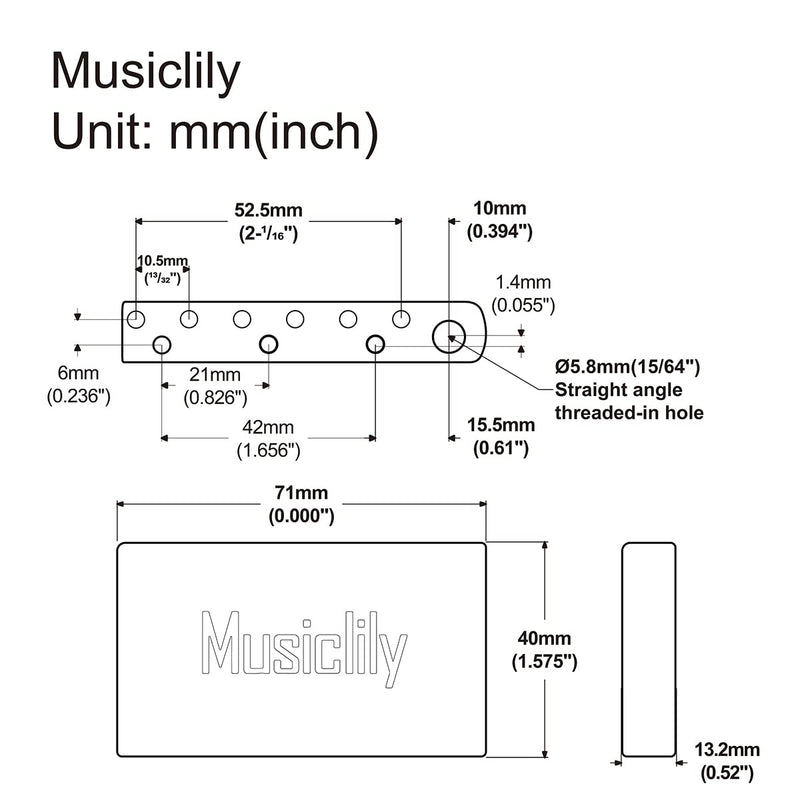 Musiclily Ultra 10.5mm Full Brass 40mm Tremolo Block for China and Indonesia made Squier Standard Series or other Import Electric Guitar