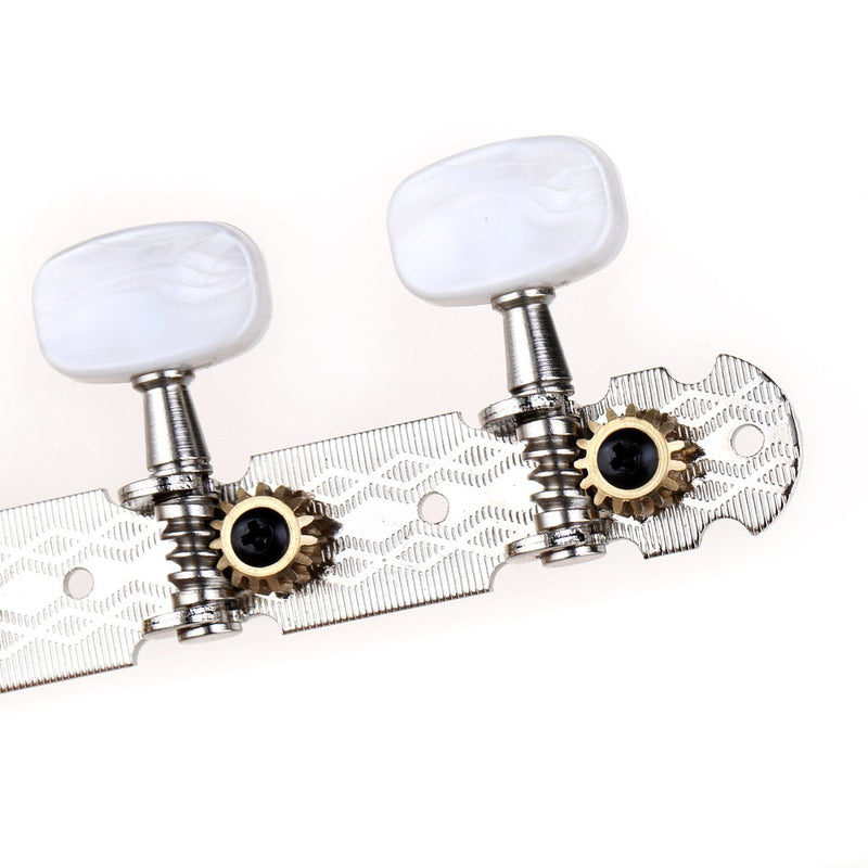 Musiclily Pro 3 On A Plate Acoustic Guitar String Machine Heads Tuning Pegs Keys Tuners Set, Nickel w/White Button Oval button Nickel