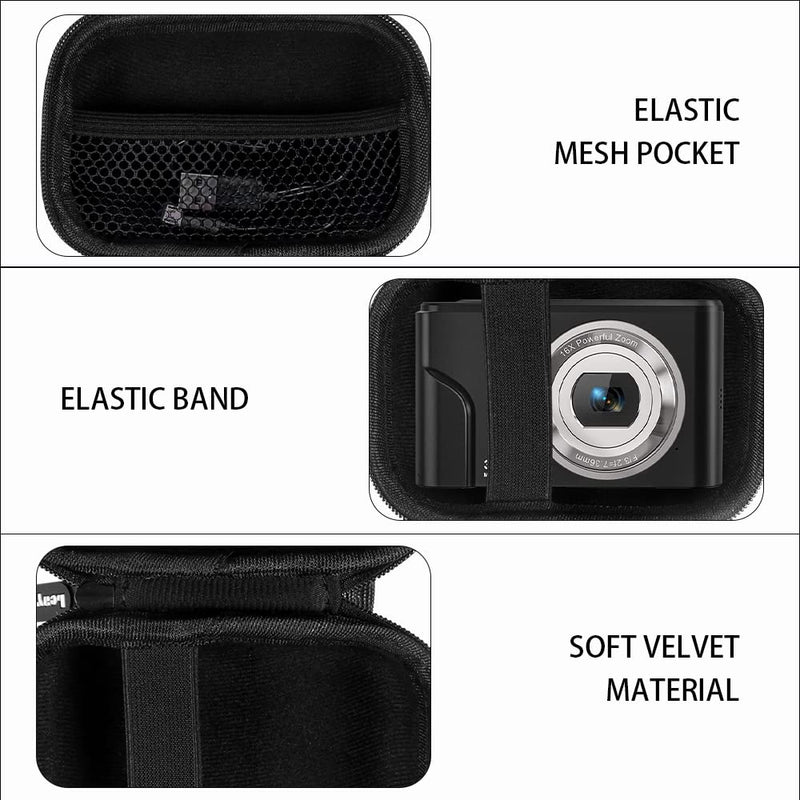 Leayjeen Digital Camera Case Compatible with Lecran/Besungo and Many More Compact Portable Mini Digital Video&Photography Camera for Students, Teens, Kids (Case Only) black